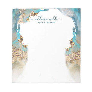 Blue and Gold Moderne Art Liquid Ink Business Notizblock