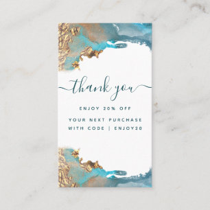 Blue and Gold Moderne Art Liquid Ink Business Rabattkarte