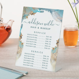 Blue and Gold Moderne Art Liquid Ink Service Preis Sockelschild