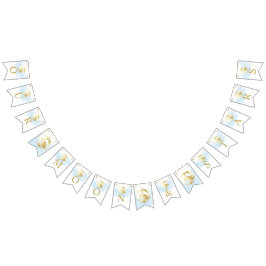 Blue and Gold Over Moon and Stars Baby Shower Wimpelkette