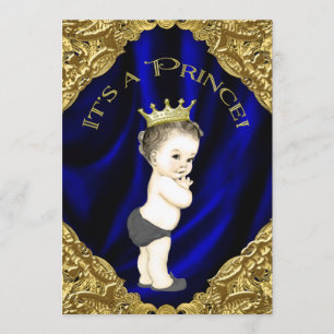 Blue and Gold Prince Baby Dusche Einladung