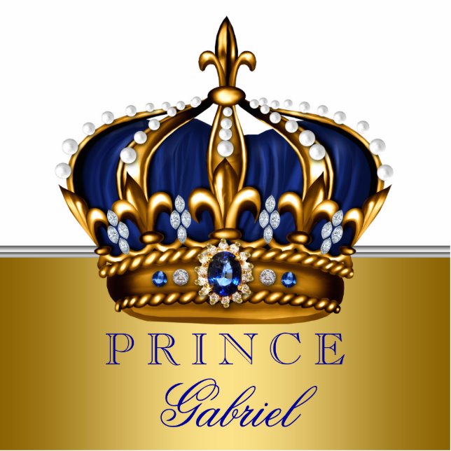 Blue and Gold Prince Baby Dusche Freistehende Fotoskulptur (Vorne)