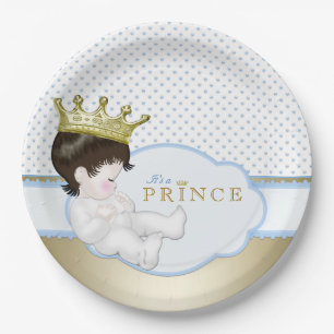 Blue and Gold Prince Baby Dusche Pappteller