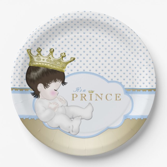 Blue and Gold Prince Baby Dusche Pappteller (Vorderseite)