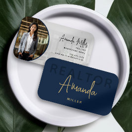 Blue and Gold Realtor Broker Real Estate Agent Visitenkarte