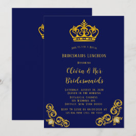 Blue and Gold Royal Bridesmaids Luncheon Einladung