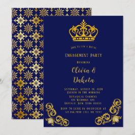 Blue and Gold Royal Wedding Engagement Party Invit Einladung