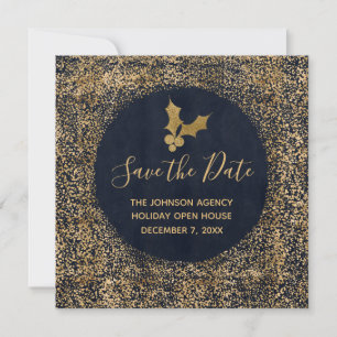 Blue and Gold Save the Date Business-Holiday-Event Ankündigung