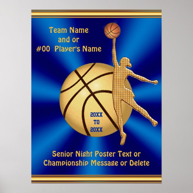 Blue and Gold Senior Girls Basketball Poster (Vorne)