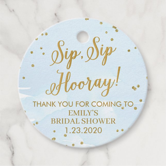 Blue and Gold Sip Sip Hooray Bridal oder Baby Show Geschenkanhänger (Vorderseite)