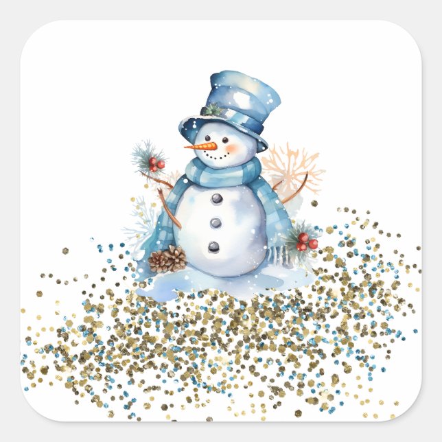 Blue and Gold Snowman Stickers (Vorderseite)