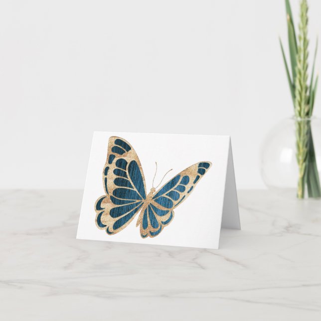 Blue and Gold Special Butterfly BLANK Karte (Vorderseite)