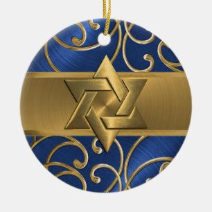 Blue and Gold Star von David Ornament