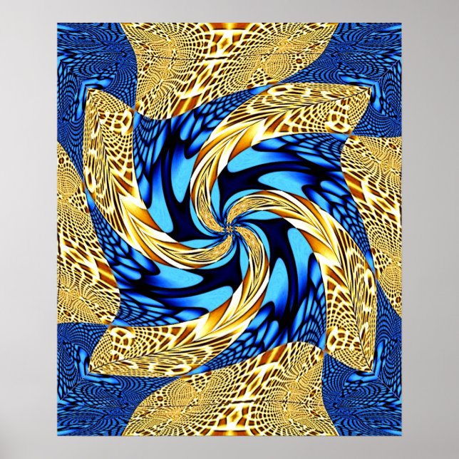 Blue and Gold Swirl Poster (Vorne)