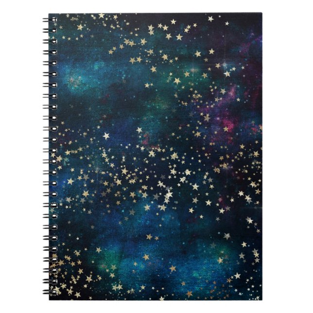 Blue and Gold Under Stars Night Sky Notizblock (Vorderseite)