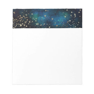 Blue and Gold Under Stars Night Sky Notizblock