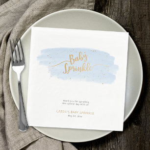 Blue and Gold Watercolor Boy Baby Sprinkle Serviette