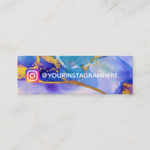 Blue and Gold Watercolor Social Media Instagramm Mini Visitenkarte