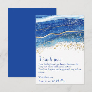 Blue and Gold Watercolor Wedding Danke Karte