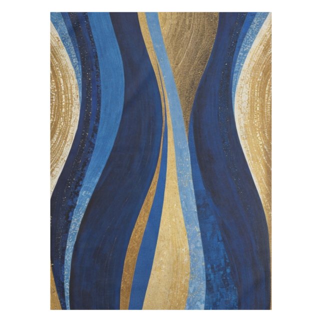 Blue and Gold Waves Tischdecke (Vorderseite)