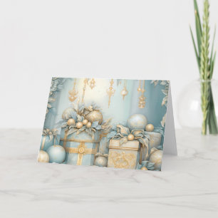 Blue and Gold Weihnachtsgeschenke und Ornament Des Karte