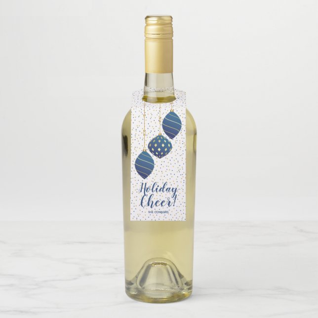 Blue and Gold Weihnachtsschmuck Weihnachtsgeschenk Flaschenanhänger (Auf Flasche)