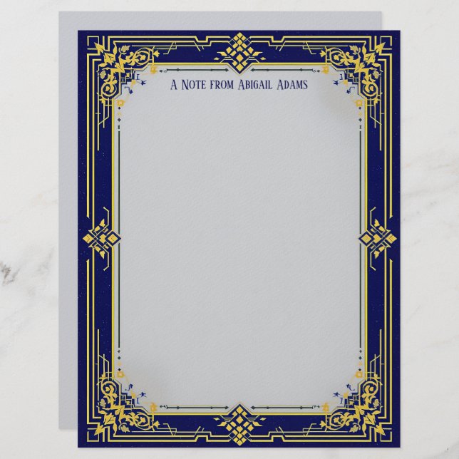 Blue and Gold with Blue Center Stationery Paper Briefbogen (Vorne/Hinten)