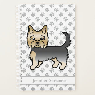 Blue and Gold Yorkshire Terrier Cartoon Dog & Name Planer
