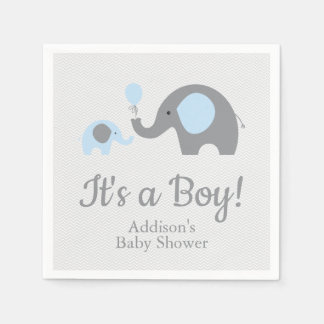 Blue and Gray Elephant Baby Shower Napkins Serviette