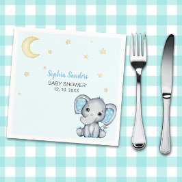 Blue and Gray Elephant Baby Shower Serviette