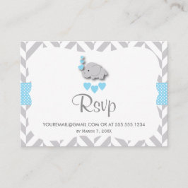Blue and Gray Elephant Baby Shower - UAWG Email Begleitkarte