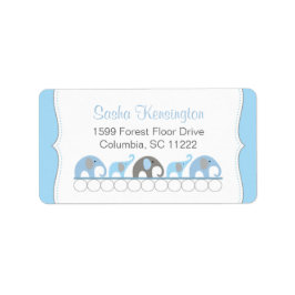 Blue and Gray Elephants Baby Boy Dusche Adressaufkleber