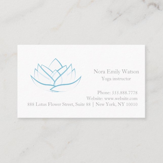 Blue and Gray Lotus Blume Business Card Visitenkarte (Vorderseite)