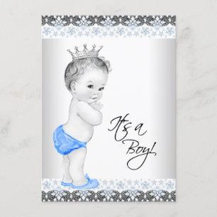 Blue and Gray Vintag Baby Boy Dusche Einladung
