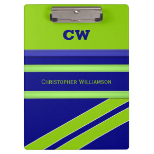 Blue and green add name initials office klemmbrett