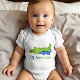 Blue and Green Alligator Little Brother Baby Strampler