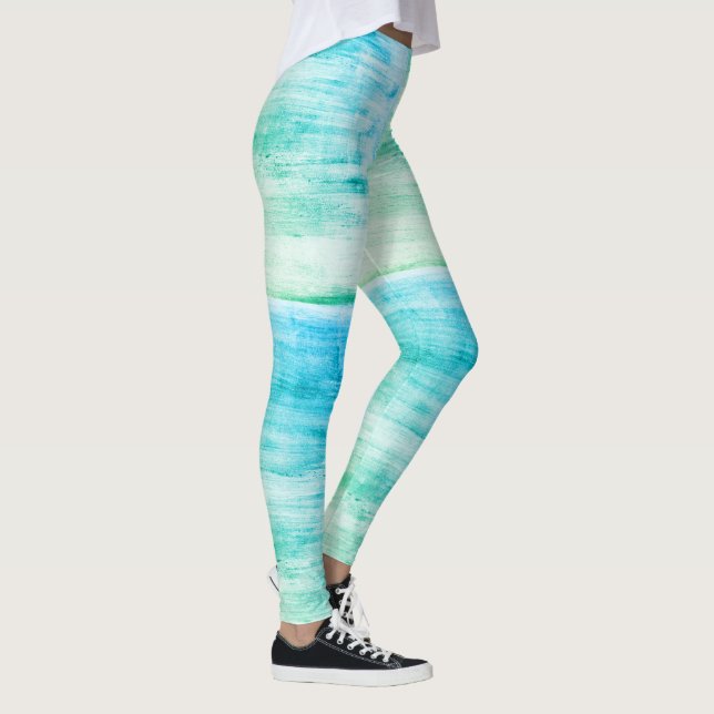 Blue and Green Artsy Swirls Leggings (Rechts)