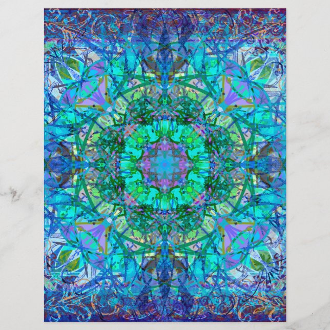 Blue and Green Boho Mandala Scrapbook Paper (Vorderseite)
