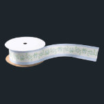 Blue and Green Christmas Holly Border Satinband<br><div class="desc">Dieses Weihnachtsbänder hat ein prächtiges,  großtausendjähriges Design mit blauen und grünen Weihnachtsliedern.</div>