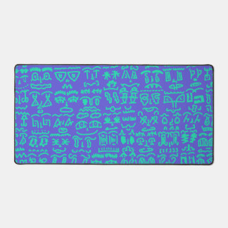 Blue and Green Doodle Desk Mat – Abstract Artistic Schreibtischunterlage