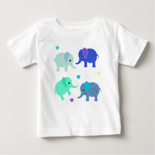 Blue and Green Elephants Baby Baby T-shirt