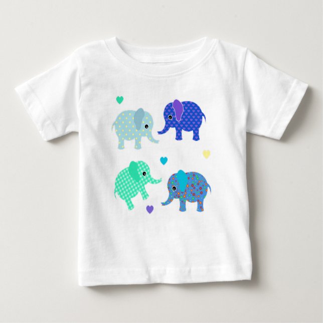 Blue and Green Elephants Baby Baby T-shirt (Vorderseite)