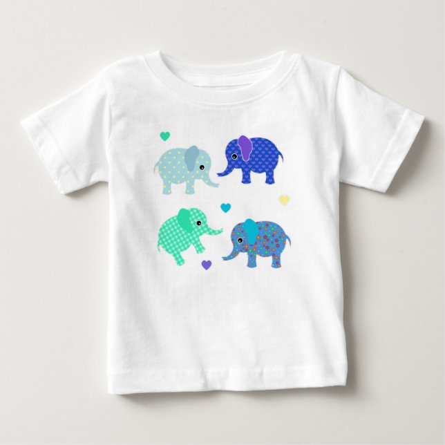 Blue and Green Elephants Baby T-shirt (Vorderseite)