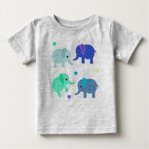Blue and Green Elephants Baby T - Shirt