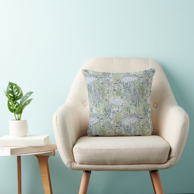 Blue and Green Garden Tapestry Floral Cushion Kissen (Stuhl )