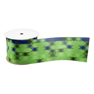 blue and green geometric pattern satinband