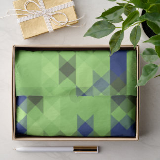blue and green geometric pattern seidenpapier