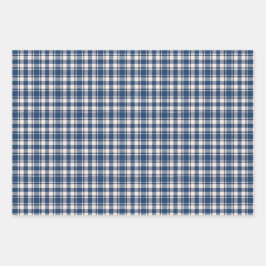 Blue and Green Gingham Plaid Tartan Monogram Geschenkpapier Set