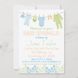 Blue and Green Litthes Baby Sprinkle Einladung