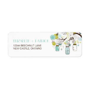 Blue and Green Mason Jars Wedding Address Label